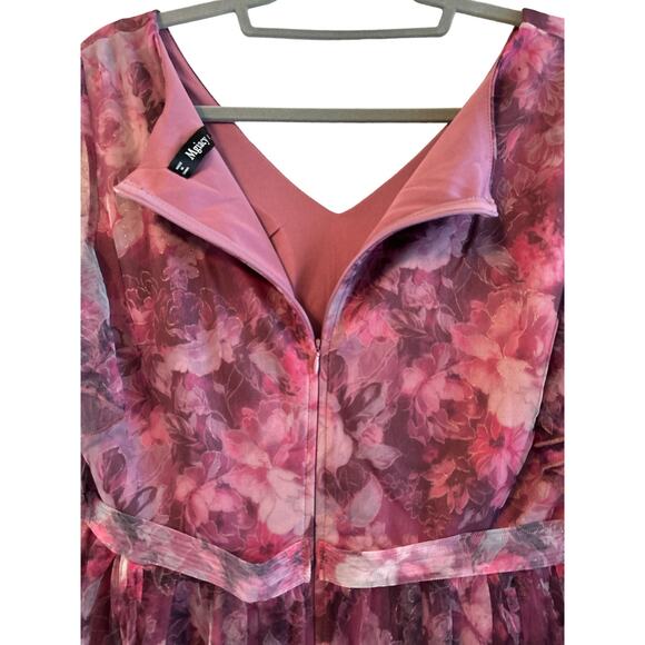 Mgiacy Mesh Pink Floral Floor Length Dress - Worn Once - size XL Extra Large - Picture 3 of 5